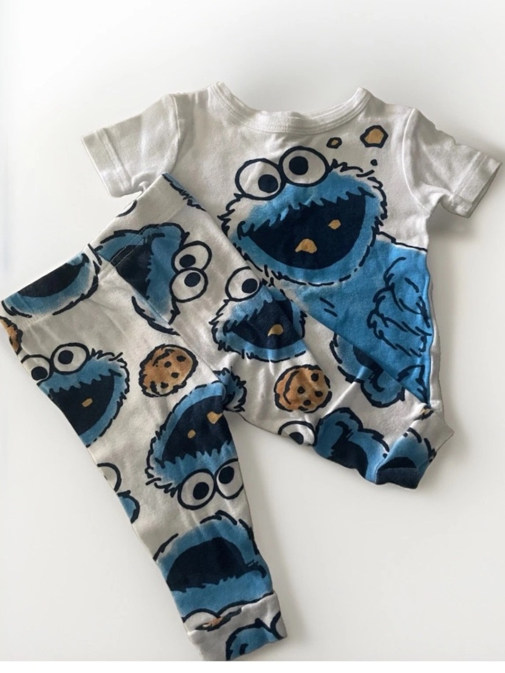 Sesame Street Cookie Monster Toddler Cotton Character Pajama Set Size 12M